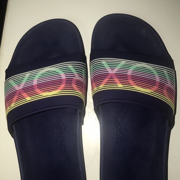 ROXY RAINBOW 🌈 SLIDERS WITH LOLO! “RARE” HARD TO FIND - Picture 2 of 5